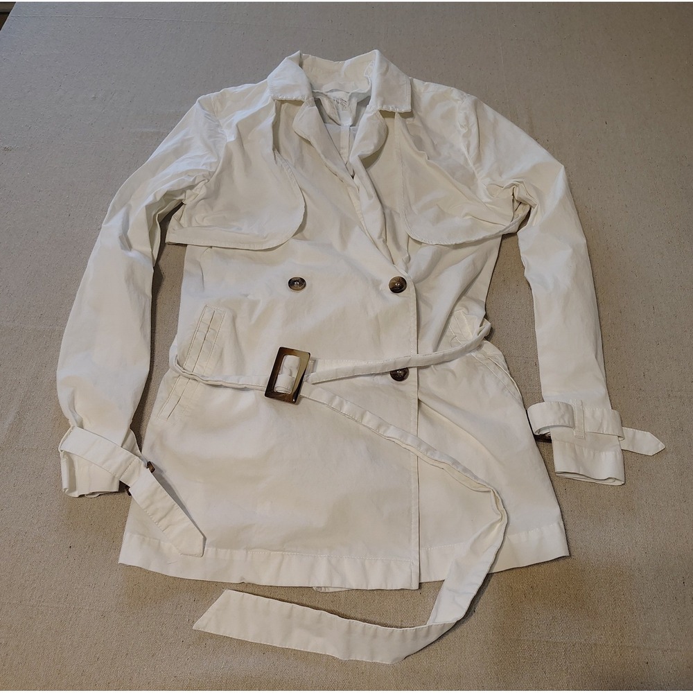YARGICI‎ White Double Breasted Trench Light Jacket Women's Outerwear Size Small